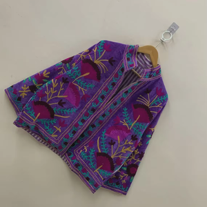 Púrpura Vintage Boho Unisex chaqueta de invierno Floral Suzani bordado transpirable terciopelo prendas de vestir exteriores algodón relleno étnico Chic estilo - Product Image 1