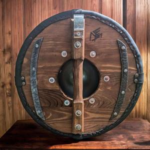 Hoja de acero Nórdico Buckler Escudo Cuchillos Fabricante Decorado Escudo de guerra Arte de la pared Decoración para el hogar Aplicación industrial Cuero - Product Image 5