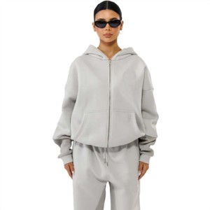 <b>Hoodies</b> High Quality Cotton Zip up Oversized Drop Shoulder Hoodie Heavyweight Zip up Hoodie for <b>Men</b> - Product Image 1