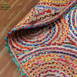 พรมปูพื้นทำมือจากปอกระเจาและผ้าฝ้ายสุดหรู นุ่มสบายและซักได้ เหมาะสำหรับห้องนอนและห้องนั่งเล่น - Product Image 6