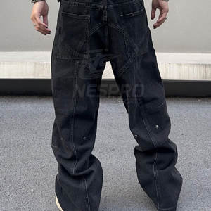 Pantalones vaqueros oscuros de invierno rectos de Color sólido de la mejor calidad, venta al por mayor, hechos a medida para hombres, diseño único, 100% algodón, transpirable, informal - Product Image 3