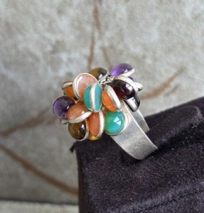 925 Sterling <b>Silver</b> Chakra Gemstone <b>Ring</b>, Handcrafted Bohemian Jewelry Gift for Wedding or Party - Product Image 4