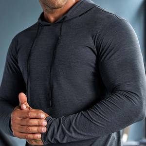 Courir hommes Fitness à capuche à manches longues Gym chemises d'entraînement sweats à capuche serrés musculation haute qualité chemises de sport - Product Image 6