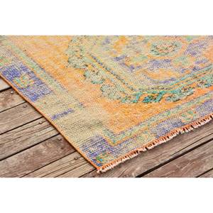 Tapis en laine turque orange et violet vintage 4 X 10,9ft tissage plat Patchwork Design pour salon décor voiture utilisation avec support en latex - Product Image 3