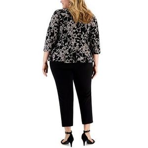 Top Peplum Ricamato da Donna Alex Evenings in Nero Taglia 1X Maglie in Maglia - Product Image 2
