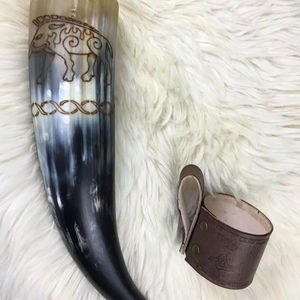 High Quality Customized Natural Ceramic <b>Cup</b> Handcrafted Eco-Friendly Polished <b>Viking</b> Drinking Horn for Home for India - Product Image 1