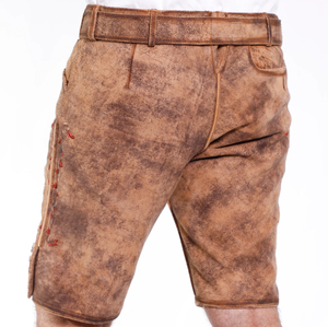 กางเกงขาสั้นหนังกลับหนังแพะแท้สำหรับผู้ชายกางเกงขาสั้นเอวกลางระบายอากาศได้ไซส์ใหญ่พิเศษสไตล์สตรีท - Product Image 6