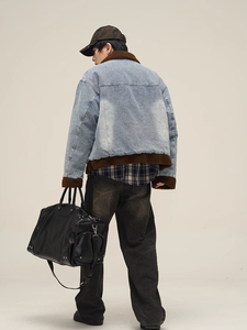 Veste en jean personnalisée de haute qualité pour homme STITCHMODE, style vintage streetwear, effet délavé, coupe-vent, motif imprimé unique - Product Image 6