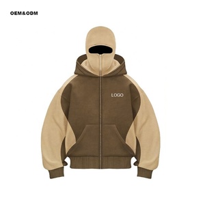 Sudadera con capucha de máscara facial completa personalizada con máscara facial Sudadera con cremallera para hombre Sudaderas con capucha de peso pesado lisas Chaqueta con capucha con cremallera Personalizable - Product Image 3