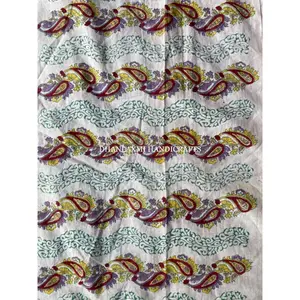 Индийский ручной блок с принтом пейсли ткань текстильная 100% хлопчатобумажная ткань для шитья ремесла ткань для бега юбка кафтан