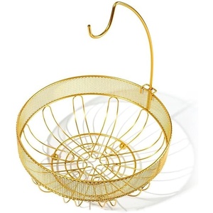 Corbeille à fruits en acier inoxydable plaqué or au design moderne et élégant Rangement et présentation des fruits en métal de comptoir élégant - Product Image 1