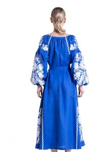 Últimas Ucrania bordado a mano mangas de globo completo étnico largo Ucrania vestidos bordados vestido de cambio con bolsillos laterales - Product Image 4