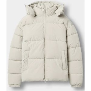 เสื้อแจ็คเก็ตพัฟเฟอร์บุใยโพลีเอสเตอร์รีไซเคิล 100% คุณภาพสูง แบบมีฮู้ด ซิปหน้า กันน้ำ สีขาว สำหรับฤดูหนาว ผู้ชาย - Product Image 4