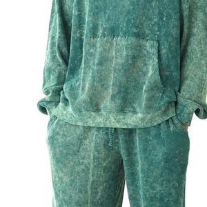 Conjunto Deportivo de Invierno con Lavado Ácido, Sudadera con Capucha y Pantalones Jogger Unisex de Algodón, Logotipo Personalizado, Transpirable, Ligero, Ropa Deportiva Informal, OEM - Product Image 2