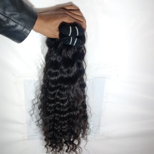 Extensiones de cabello humano virgen crudo 100%, paquetes rizados de templo indio, Color negro, proveedor de tejido sin enredos, cinta rizada ondulada - Product Image 2