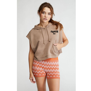 Ensemble deux pièces personnalisé de t-shirt et de short de sueur femmes été couleur unie court survêtements - Product Image 4