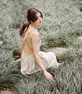 Midi lin bio coton tablier robe pour femmes à la main confortable motif floral tous les jours tenue décontracté lavable tissu naturel - Product Image 5