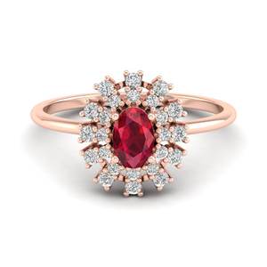 Anillo REYES de Plata de Ley 925 con Rubí de Corte Ovalado de 0.5 Quilates y Halo de Moissanita para Mujer, Piedra de Nacimiento, Joyería Fina - Product Image 6