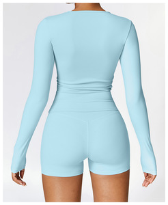 Venta directa de fábrica Conjunto de yoga transpirable para mujer Sujetador sólido Tallas grandes XL XXL Cierre de cordón con estampado de cintura para entrenamiento - Product Image 2