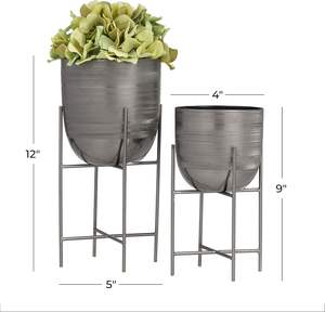 Prix bon marché en laiton métal forme ronde jardinière brun fini ensembles de 2 martelé Texture fantaisie Style luxe fait à la main maison - Product Image 4