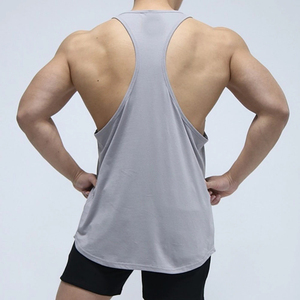 Camisetas sin mangas deportivas de algodón/fibra de bambú transpirables de secado rápido y corte ajustado para hombre, diseño personalizado Twill Sports, chaleco de gimnasio, entrenamiento informal - Product Image 3