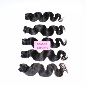 Extensions de cheveux humains indiens Remy vierges bruts non traités couleur naturelle 100% en paquet, double trame machine, 100g, à tisser et à clipser - Product Image 1