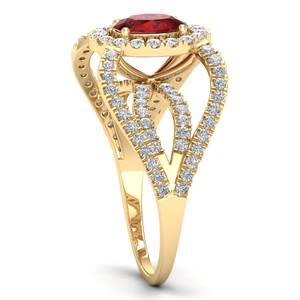 REYES Luxury 14K Solid <b>Gold</b> IGI Certified Diamond Engagement <b>Ring</b> For Women Oval Cut 0.75 <b>Carat</b> Garnet Gemstone Jewelry - Product Image 3