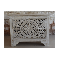 Meuble moderne en bois Indore Table de chevet en bois à 2 tiroirs sculptés pour salle de bain, cuisine ou parc