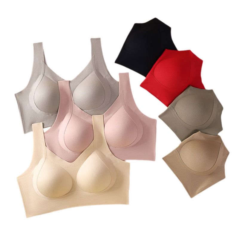 Trending Seamless Plus Size Women Bra One Size Full Coverage Fixed Cup Wireless Push up Breathable Bra for Big Size Ladies