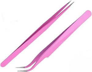 Pinzas de Acero Inoxidable con Punta Recta y Curva para Extensiones de Pestañas y Aplicador de Gel Acrílico para Uñas - Product Image 6