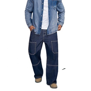 Wholesale Custom <b>Denim</b> Pants Jeans <b>Men</b> Women Skinny Ripped High Waist Baggy Wide Leg Cargo Vintage Stretch Sustainable Jeans - Product Image 2