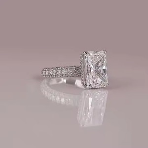 IGI Certifié Classique Radiant Cut Lab Grown Diamant Bague de Fiançailles Hidden Halo 14KT Plaqué Or Massif Style À La Mode Femmes Anneau - Product Image 1