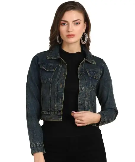 Großhandel OEM hochwertige Damen Damen Denim-Jacke Freizeithosen mit Kapuze blaue Damen Denim-Shirts