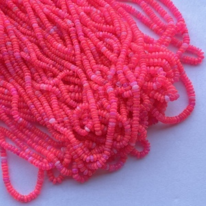 Perles de pierres précieuses rondes lisses en opale éthiopienne rose néon naturelle AAA de 3 mm 4 mm, fabrication de bijoux, prix de gros, collier - Product Image 2