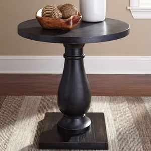 Textured wooden <b>side</b> <b>table</b> with distressed edges and handcrafted finish for eclectic and <b>vintage</b> styled decor - Product Image 1