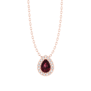 Trendy Geometric <b>Garnet</b> and Cubic Zirconia <b>Pendant</b> in Sterling Silver with Rose Gold Plating 18 Inch Chain 11x8mm - Product Image 6
