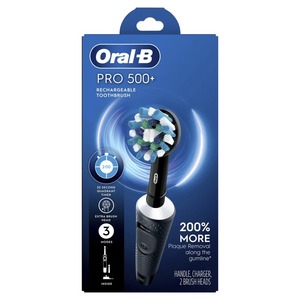 Oral-B Pro 500 + Cepillo de dientes eléctrico con (2) cabezales de cepillo, recargable, negro - Product Image 6