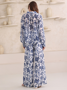 Mujeres Blanco estampado cuello en V manga larga volantes y volantes Flow & Flair Casual Co Ords Set - Product Image 2