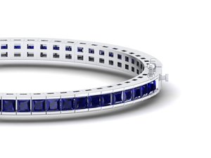 REYES Bracelets de tennis Moissanite en or 14K de haute qualité Bracelets de pierres précieuses saphir bleu 5.1 carats coupe princesse Bijoux fins - Product Image 5