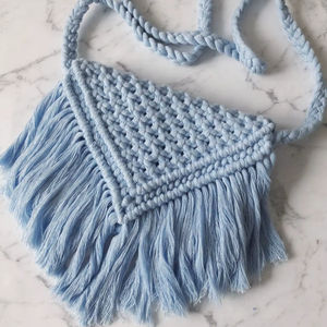 Bolso Bandolera de Macramé con Flecos Estilo Boho, Cuentas de Seda, Hecho a Mano, Duradero, Plegable, Bolso de Hombro, Bolso Cruzado, Venta al por Mayor - Product Image 1