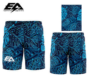 Short de bain en polyester à coupe courte pour homme, décontracté, tissé, avec deux poches profondes à l'ourlet latéral, couleur unie - Product Image 5