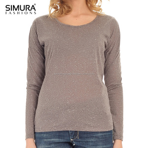 เสื้อยืดคอกลมแขนยาวอินทรีย์100% สำหรับผู้หญิง,ผ้าฝ้าย100% ใส่สบายพิมพ์โลโก้ได้ตามต้องการ - Product Image 1