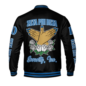 Zeta Phi Beta 1920 Día de los fundadores Sorority Blue White Varsity Letterman Jacket ZPB Greek Life Chenille Patch Coat - Product Image 5