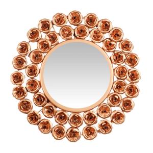 Rose Gold Metal <b>Round</b> <b>Mirror</b> New Rose Design Handmade Iron Wall Hanging Makeup <b>Mirror</b> for Bathroom Decoration - Product Image 1