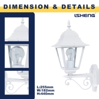 Lampe murale extérieure en aluminium de style classique blanc, IP44 étanche, lanterne LED, douille E27, porte de véranda