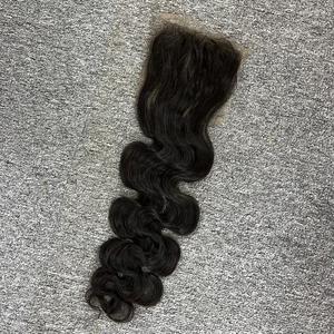 Extensiones de cabello humano virgen vietnamita 100%, cierre recto Natural 4x4, máquina de fuente de un donante, trama doble no Remy - Product Image 4