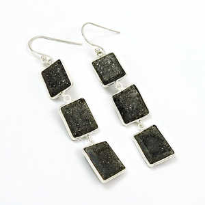 Pendientes de gota de piedras preciosas de piedra negra solar elegantes hechos a mano, gancho Chapado en plata de ley 925, estilo Multi piedra, joyería Bohemia de moda - Product Image 1