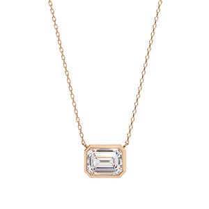 0.75 Ct <b>Emerald</b> Cut Lab Diamond <b>Pendant</b> Necklace VVS-EF IGI Certified 18K & 14K Gold - Product Image 2