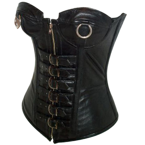 Corset gothique ajustable personnalisé en cuir avec bouton et trou en dentelle pour homme 2026 - Product Image 1