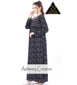 Vestido Midi tipo túnica elegante con patrón geométrico bordado tradicional para mujer, 100% algodón, ajuste Regular, transpirable, sostenible - Product Image 1